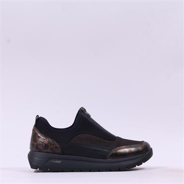 Remonte Platform Front Zip Shoe - Bronze Metallic Combi